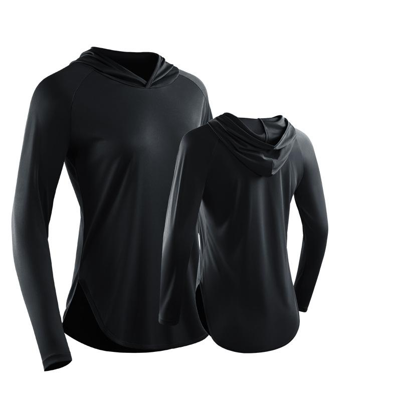 Женские топы для йоги, спортивные толстовки, быстросохнущая толстовка с длинными рукавами, женская спортивная одежда для бега, футболки XXL чёрный