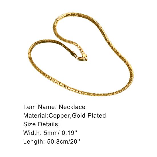 Unisex Fashion Gold Plated Polished Necklace Link Chain Jewelry Gift for Banquet