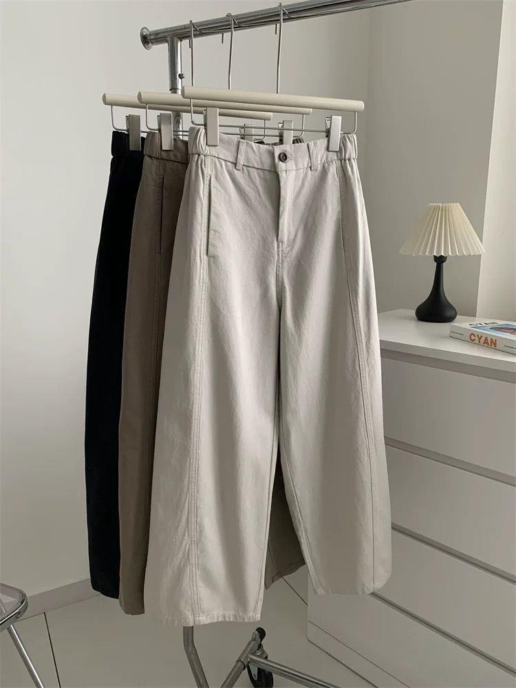 2025 Spring Retro Patchwork Women's Slimming Wide-Leg Workwear Pants