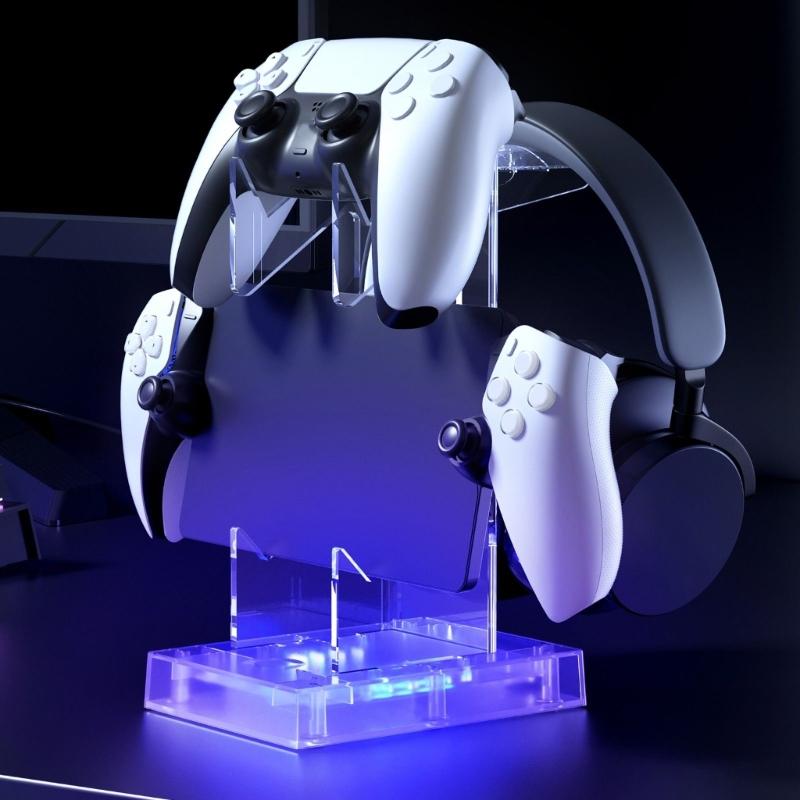 Controller Stand Multifunction Gamepad Display Shelf with 2 USB Charging Port Headphone Holder Gaming Accessories