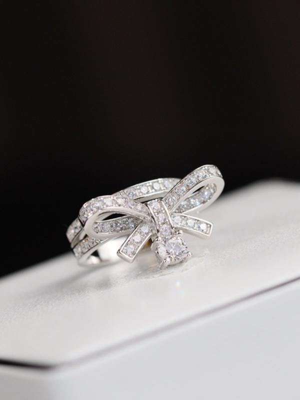 New 2023 Hot Brand Anniversary Gift Jewelry Bowknot Rings Cz Zircon Rings Wedding Jewelry Engagement Bowknot Ring Luxury Jewelry