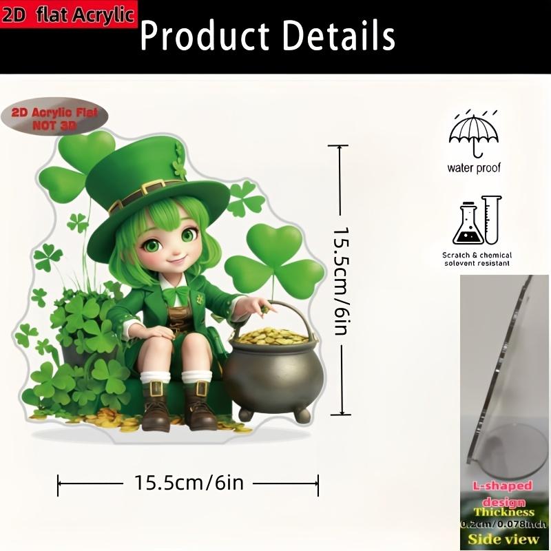 

A Creative Green Clover Desktop Decoration Made of Acrylic, Featuring an Integrated L-Shaped Design, Suitable for Homes, Cottages, Living Rooms 15.5*15.5cm