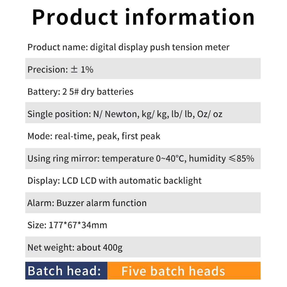 KF-100 Digital Force Gauge With Backlight 100N Electronic Push Pull Force Gauge Dynamometer Portable Pull Tester