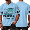Men’s Casual V Neck Short Sleeve Jersey Style T Shirt with 250 Years Independence Day Print Athletic Fit Comfortable Top