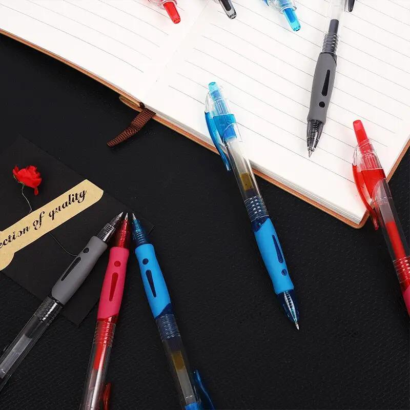 10/100 PCS Roise Retractable Gel Pens Set Black/Red/Blue Ink Ballpoint for Writing Refills Office School Supplies Stationery