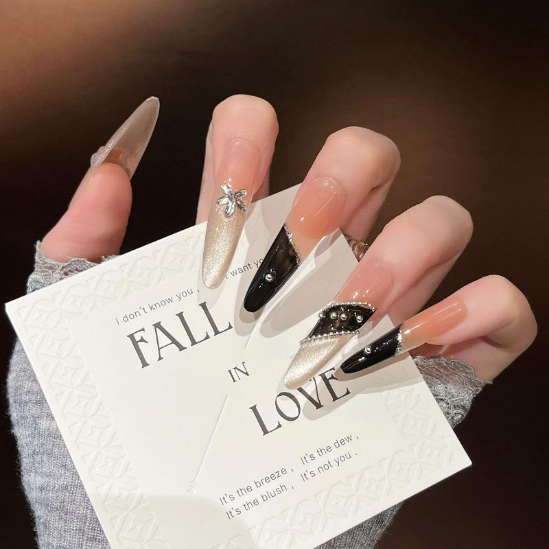 Cat's Eye Wearing Nail Pure Hand-made Nail Piece Fake Nail Wearing Nail Piece Advanced Sense Thin Dog Long