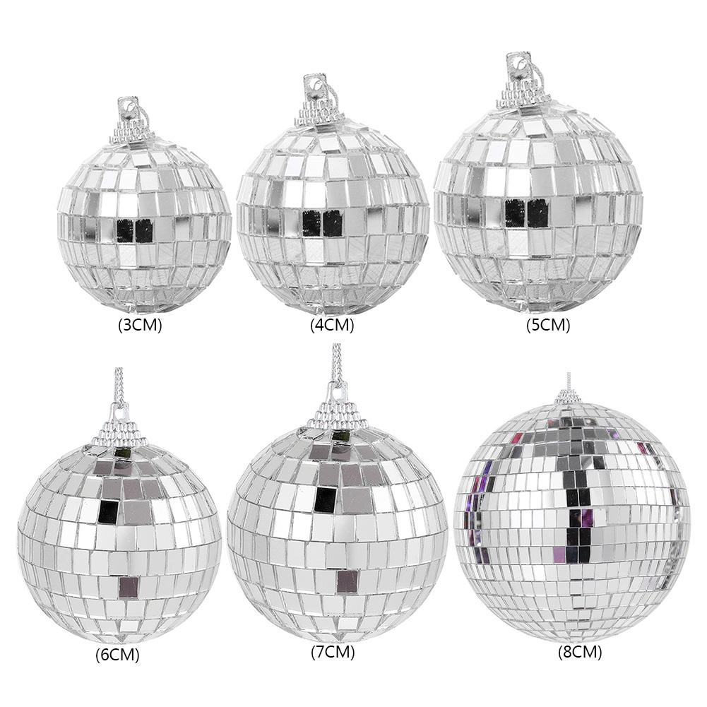 Reflective Mirror Ball Multi-Size Hanging Mirror Disco Ball Rotating Silver for Party Holiday Festivals