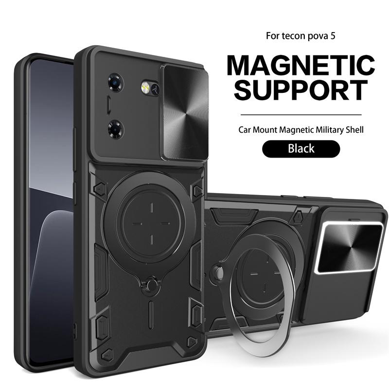 Capa protetora de câmera deslizante à prova de choque para Tecno Pova 5 Pova5 6,78" LH7n com anel magnético