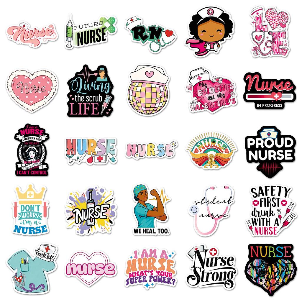 50 Nurse's Day White-Coat Angel Stickers - Cartoon Graffiti Waterproof Festival Decorations for Phone Cases