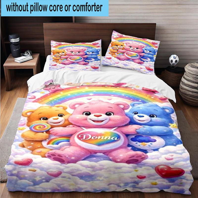3PCS Rainbow Bears 3pcs Bedding,Including 3PCS Duvet Cover And 2pcs Pillowcases Perfect for Christmas,Ideal for Bedroom, Dormitory