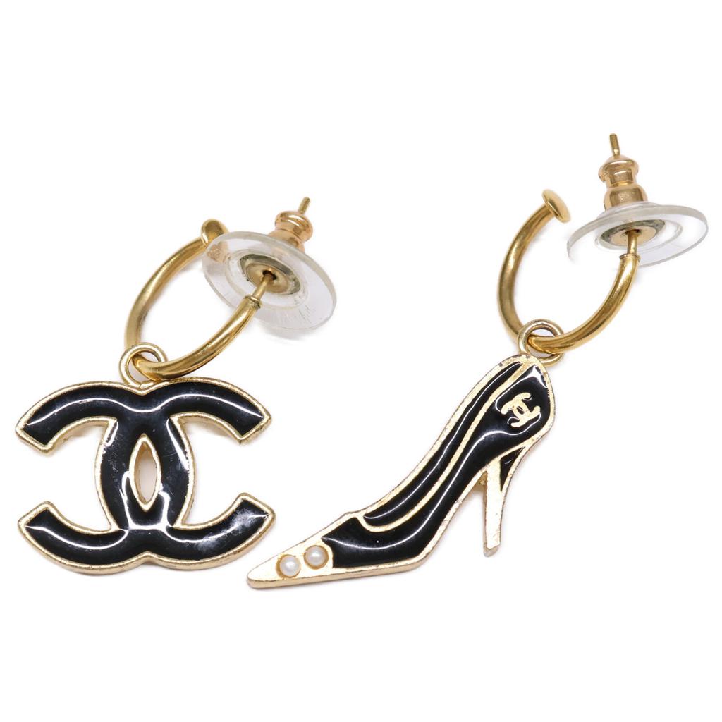 CHANEL 02A Coco Pumps Heel Earrings earring Black / goldUsed
