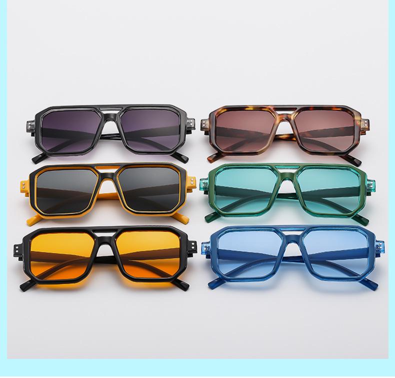 New Color Block Double Bridge Rivet Sunglasses - Unisex European-American Style Sports and Candy Color Glasses