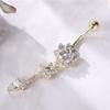 Flower Shaped Anti allergy Copper Belly Navel   Plating Body Piercing Jewelry Gold