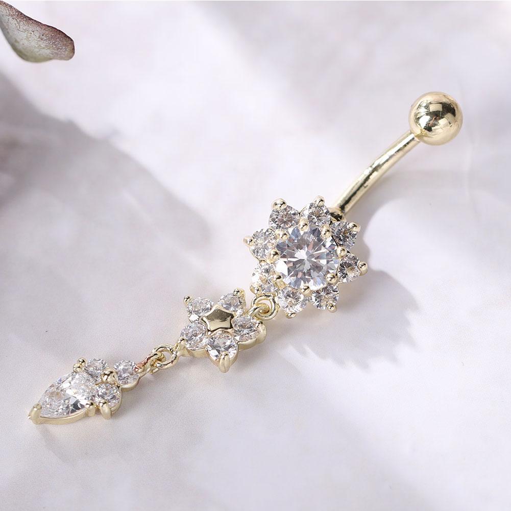 Flower Shaped Anti allergy Copper Belly Navel Plating Body Piercing Jewelry Gold