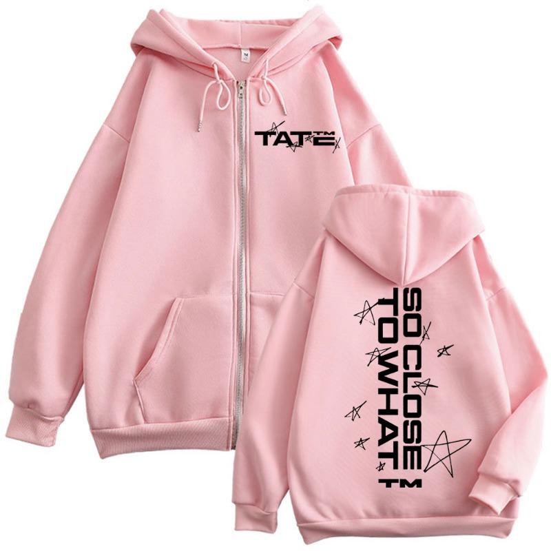 Tate McRae So Close To What Print Zipper Hoodie High Quality Fashion Zip Up Sweatshirt Men's Women's Oversized Fleece Pullovers