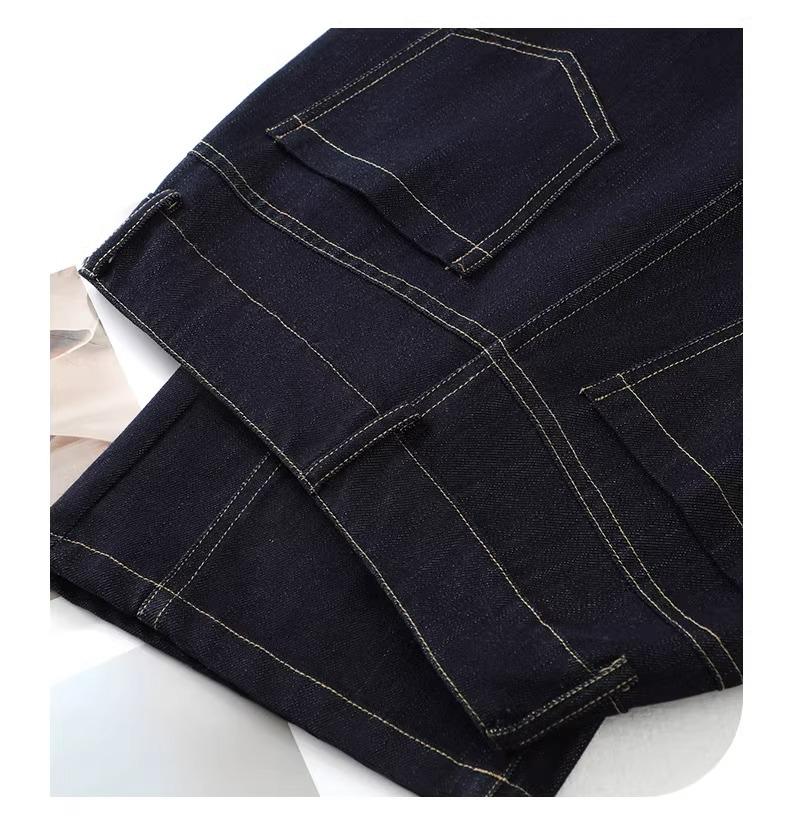 Dámské vintage modré široké džínové kalhoty - Jaro a Podzim 2025 styl po zem