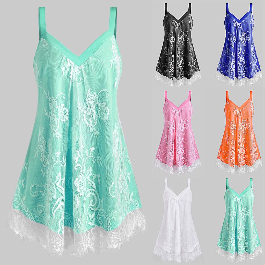 Plus Netted Tops Buy CAMERA Plus Size Women V Neck Sleeveless Netting Floral Lace ...