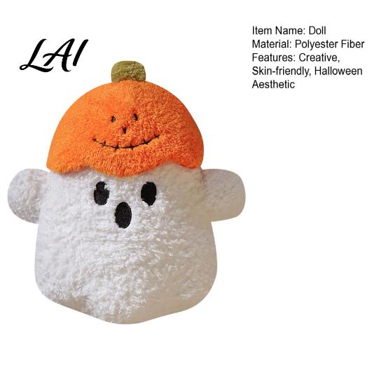 Fluffy Decorative Throw Pillow Pumpkin Ghost Plush Doll Soft Stuffed Toy for Halloween Decoration Spooky Cute Room Decor Pillow Holiday Gift
