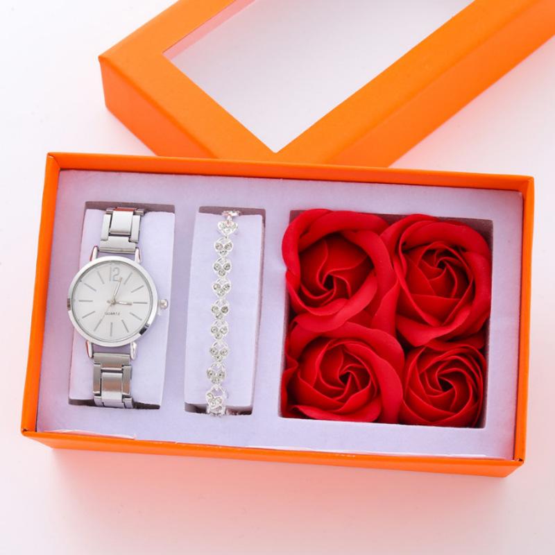 Watch Gift Box Set Ladies Light Luxury Lucky Clover Diamond Temperament Small Dial Bracelet Jewelry