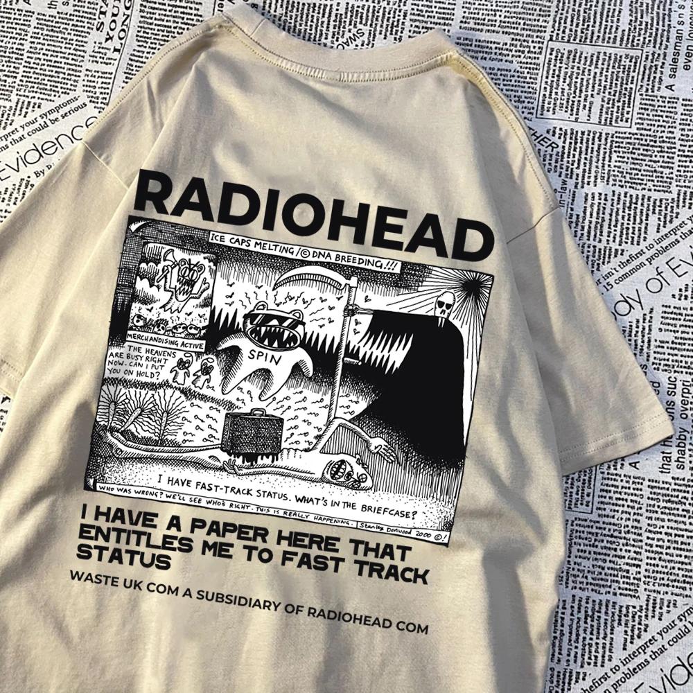 Radiohead North America Tour Rock Boy T-Shirt Men Women Hip Hop Breathable Clothing Breathable Loose T-Shirts New Cotton Tshirt