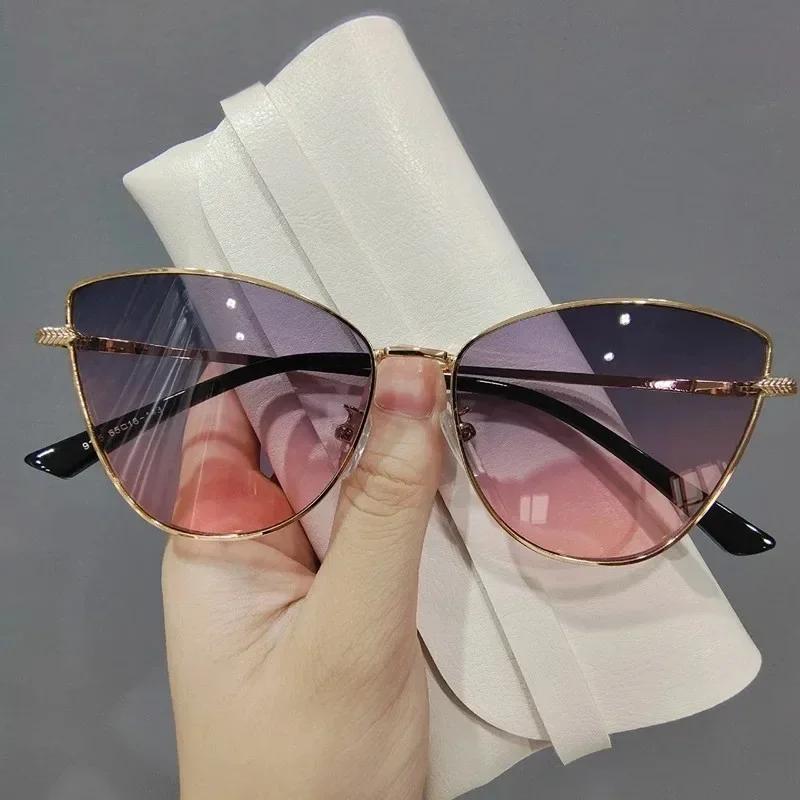 Fashion Oversized Vintage Cat Eye Sunglasses Women Trending Summer Driving Eyewear Shades Uv400 For Lady