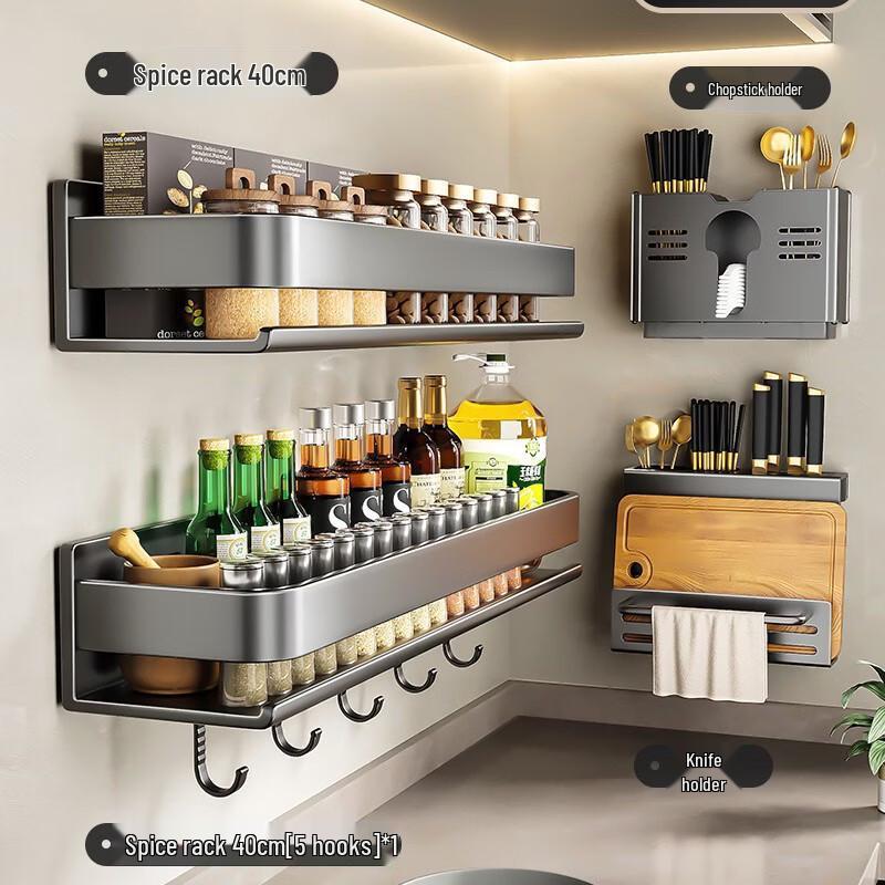 Punch-Free 3-Tier Rotatable Carbon Steel Kitchen Storage Rack