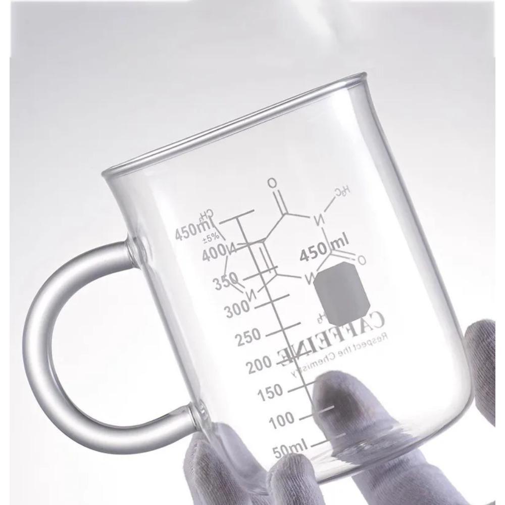 YWDL Nový kofeinový kádinkový hrnek Odměrný kádinkový hrnek s uchem Borosilikátové sklo Šálek Šálek