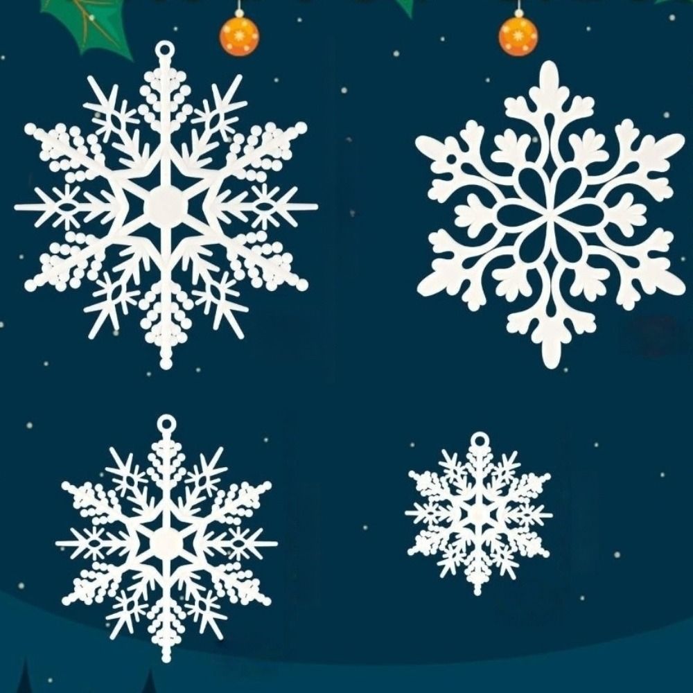 18/36pcs Merry Christmas Paper Snowflakes Glitter White Double-Sided Xmas Tree Pendants Lightweight Snow Flakes Charm