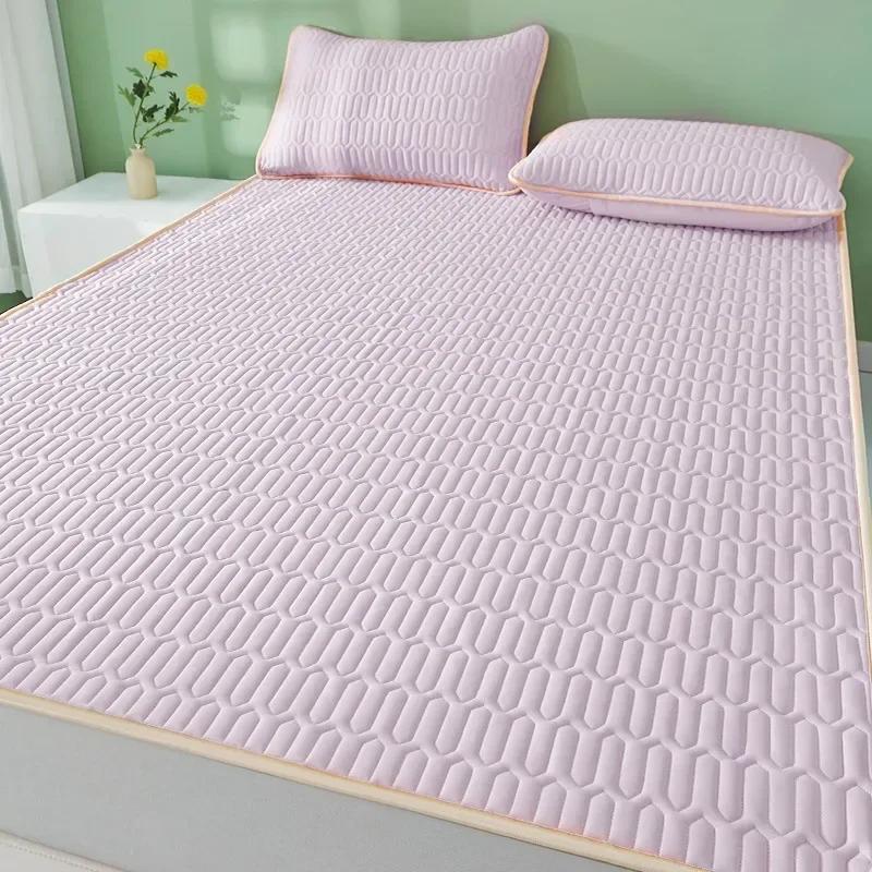 Latex Summer Mat Kit Cooling Feel Bed Pad and Pillowcase Cold Sleeping Bed Mat for Summer Breathable Folding Cool Mat