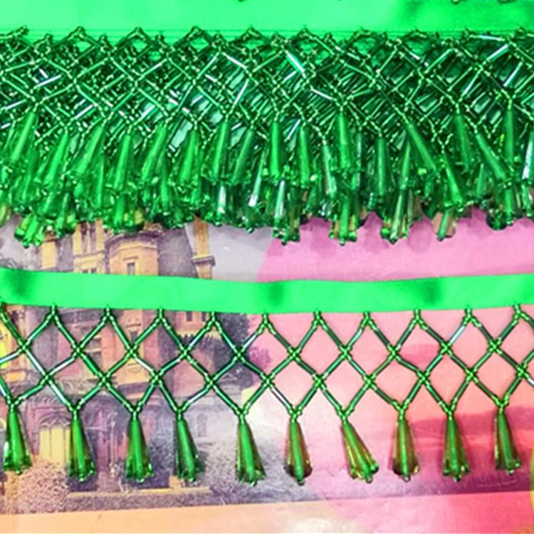 Solid Color 5Yard Tassel Fringe Trim Crystal Beaded Lace Trim Embroidery Lace Fabric DIY Curtain Dress Sewing Garment Materials