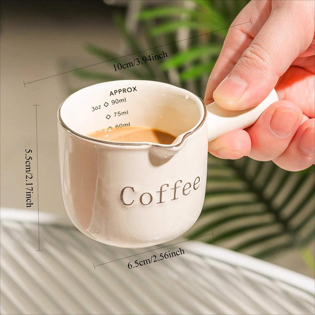 Ceramic Coffee Cup with Measurement Markings Minimalist Kitchen Small Milk Jar Espresso Mug Home Barista Coffee Brewing Cup Gift