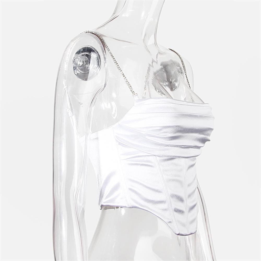 Diamond Chain Sling Female Slim Solid Color Corset Sexy Sleeveless Vest Top Female In Europe and America