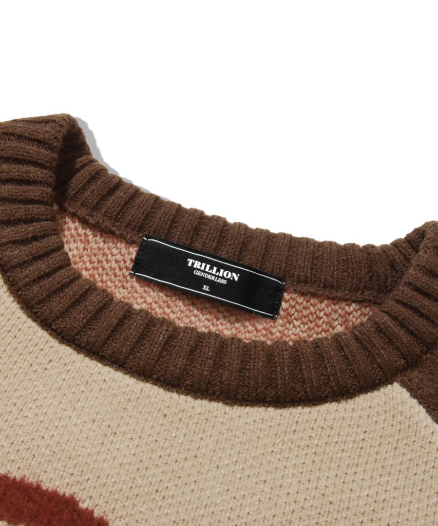 TRILLION Washable Raglan Hairy Graphic Track Knit_Beige