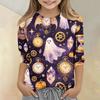 Kids Halloween Print Crew Neck Three Quarter Sleeve Casual T Shirt Top for Boys and Girls Soft Comfortable Fabric Suitable for Everyday Wear