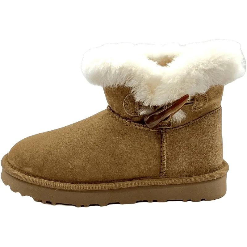 Móda Nová móda Vlna Teplé Dámské Sněhule Módní Ovčí kůže Zimní Kotníkové Boty s Hrubou Plyšovou Podšívkou Dámské Boty Boty s Hrubou Podrážkou