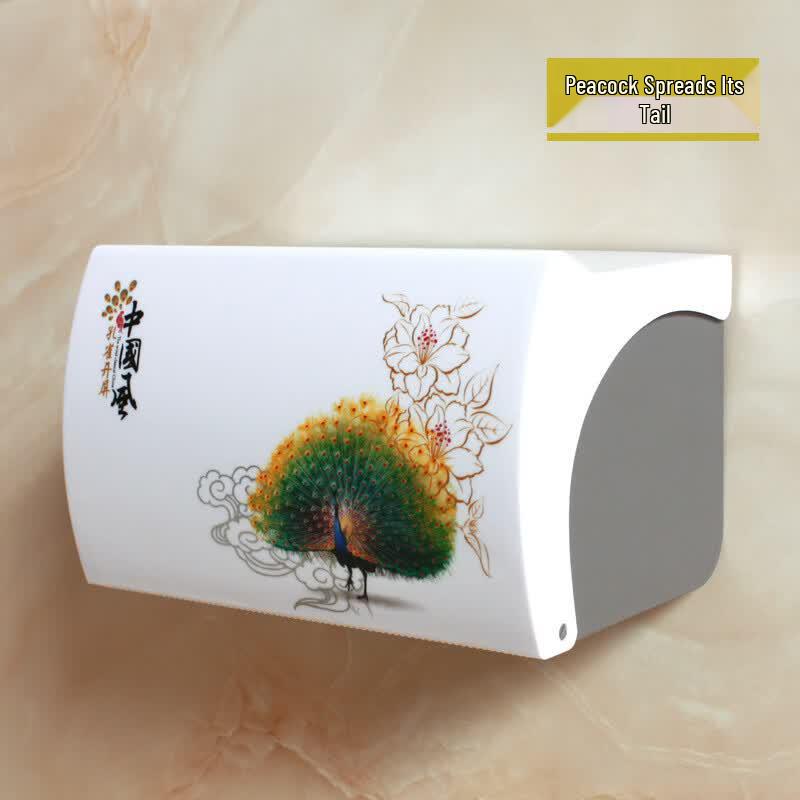 Qianfang Baishi Nordic Style Waterproof Bathroom Tissue Box with Storage Rack Holds 10 Rolls