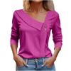 Women's Long Sleeve T-Shirt Asymmetrical V Neck Button Detail Hollow Out Texture Casual Commuter Daily Wear Solid Color Top