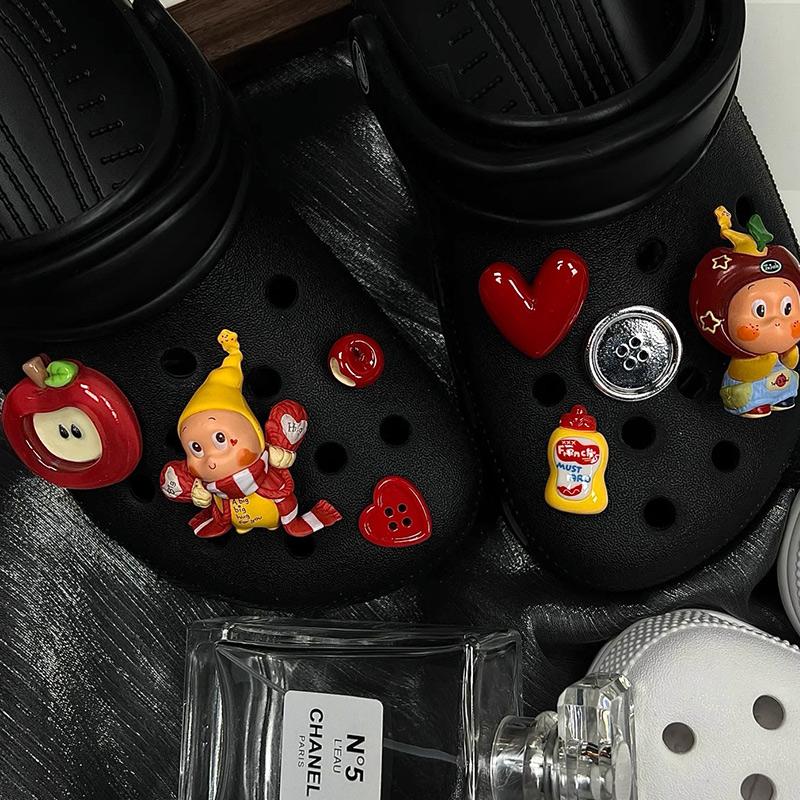 8PCS Fashion Shoe Charms Set Accessories Hole Shoe Buckle Cute Cartoon Animal Fruit DIY 3D Shoes Decorations Kids Party Gift