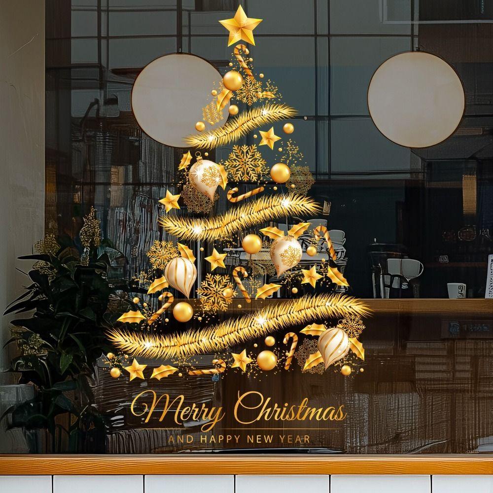 PVC Christmas Window Stickers Electrostatic Reusable Xmas Wall Sticker Whole Sheet Christmas Glass Window Stickers Room