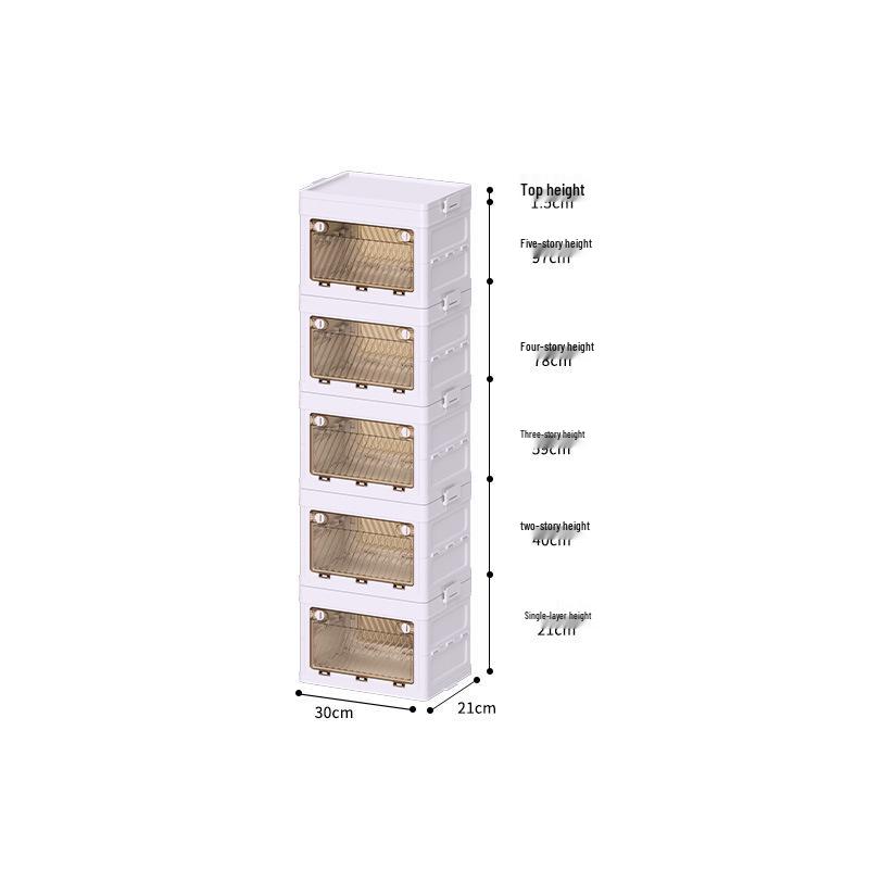 Instant Open Foldable Multi-Layer Plastic Storage Cabinet for Bedroom/Living Room