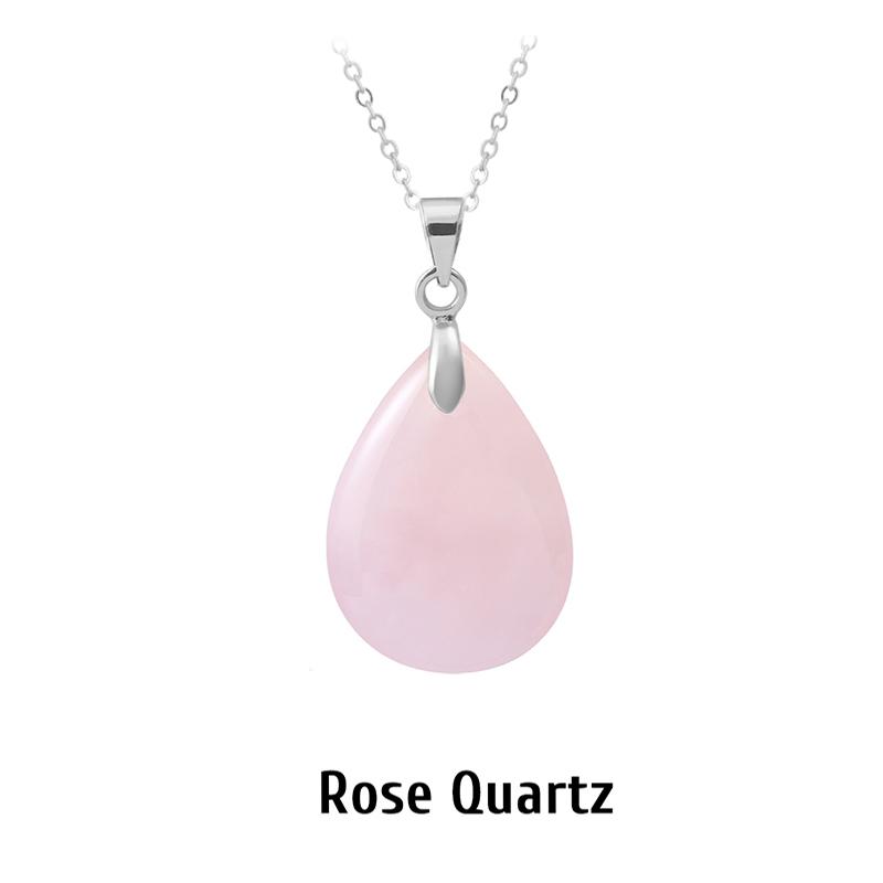 New Fashion Natural Stone Crystal Pendant Teardrop Simple Pendant Necklace Earrings Making Jewelry With Chain Collar