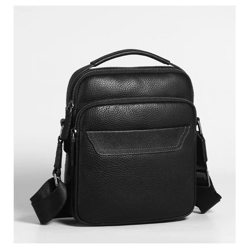 

Men s Fashion Real Leather Crossbody Shoulder Bag Luxury Brand Casual Messenger Travel Handbag Retro black Men bags чорний