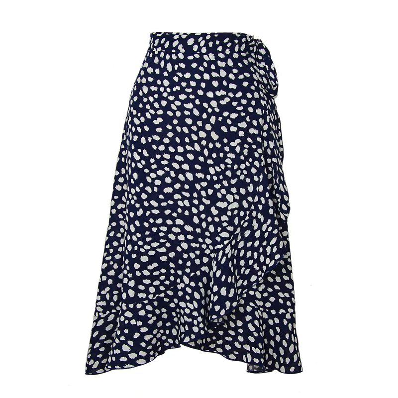

Fashion One Piece Print Shoelace Holiday Beach Dress Casual Skirt Printed Lace-up Skirt Print navy blue M