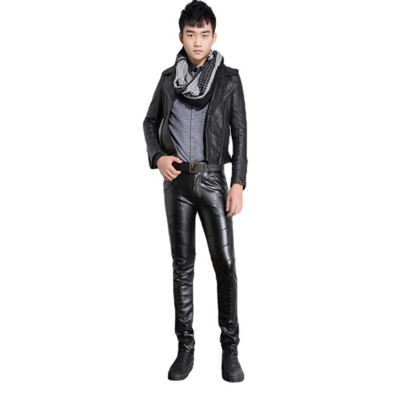 Men's Korean Slim Fit Tapered Leather Pants - Autumn/Winter Casual Wear
