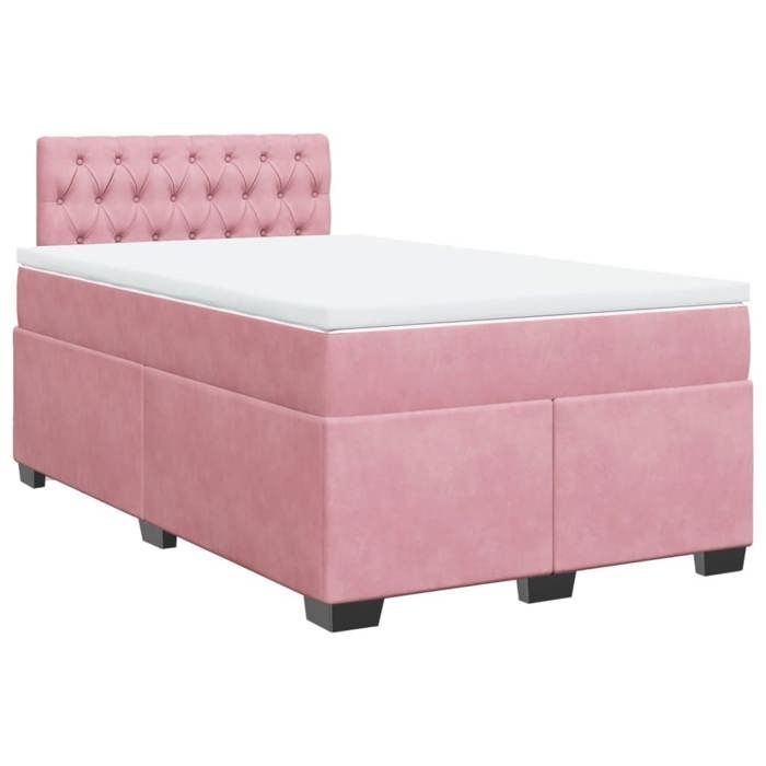 VidaXL Sommier à lattes de lit avec matelas Rose 120x200 cm Velours, lit, lit à plate-forme, lit à panneaux, meuble de 3288593