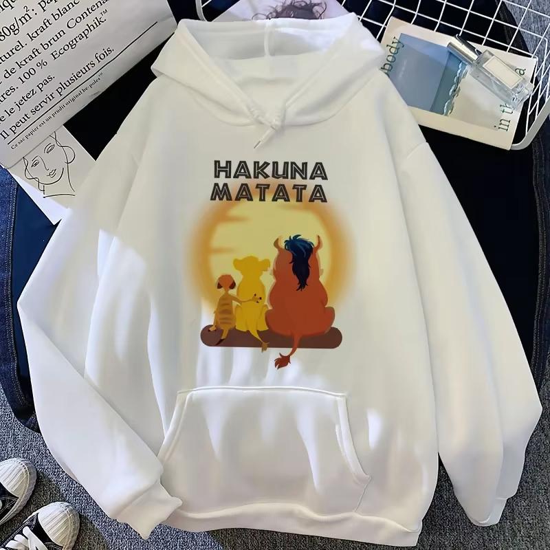 Hakuna Matata Funny Cartoon Simba Cute Anime Hoodie Women Harajuku Lion King Kawaii Manga Sweatshirt Graphic Hoodie Men