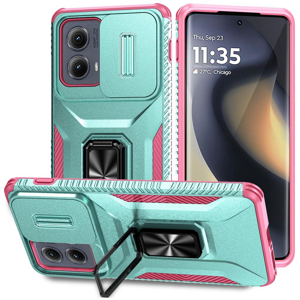 Für Motorola Edge (2024) 5G Hülle Camshield Ständer TPU+PC Rutschfeste Handyhülle