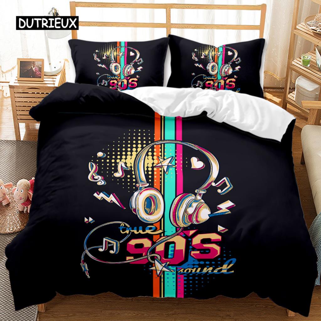 Music Comforter Cover Collection Cool Colorful Headset Bed Cover Collection Kids Boys Girls Bed Cover Collection Music Queen Dimension King Size Size