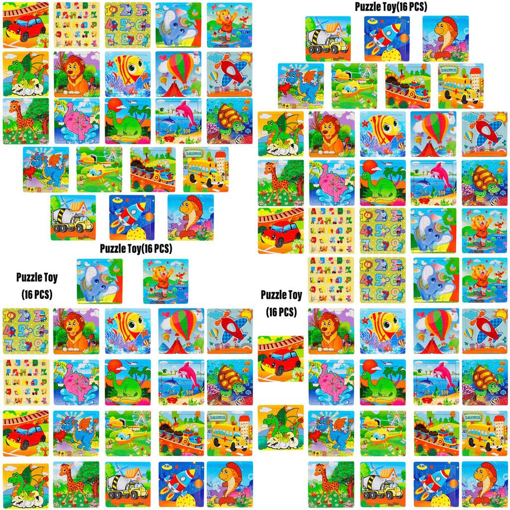 Animal-themed Wooden Puzzle Cards For Toddlers Set Of 16 Educational And Interactive Jigsaw Toys