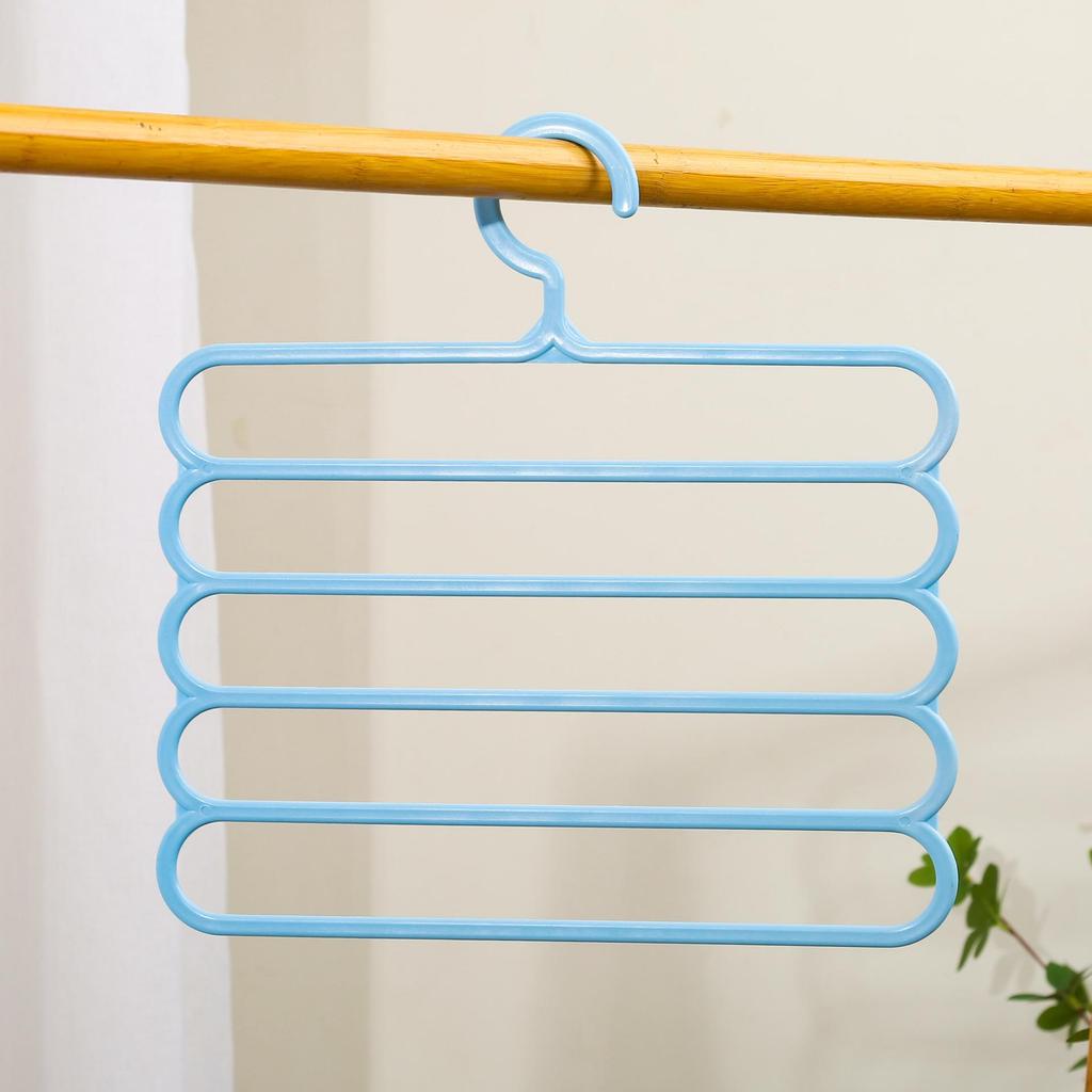 S-Shaped 5-Layer Multifunctional Pants & Scarf Hanger with Clips - No-Trace Storage Solution